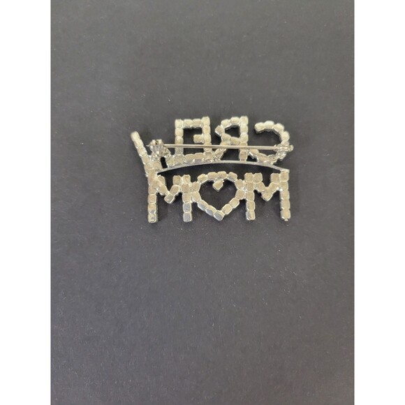 CREW MOM with Red Heart Sparkly Crystal Pin - Picture 2 of 2